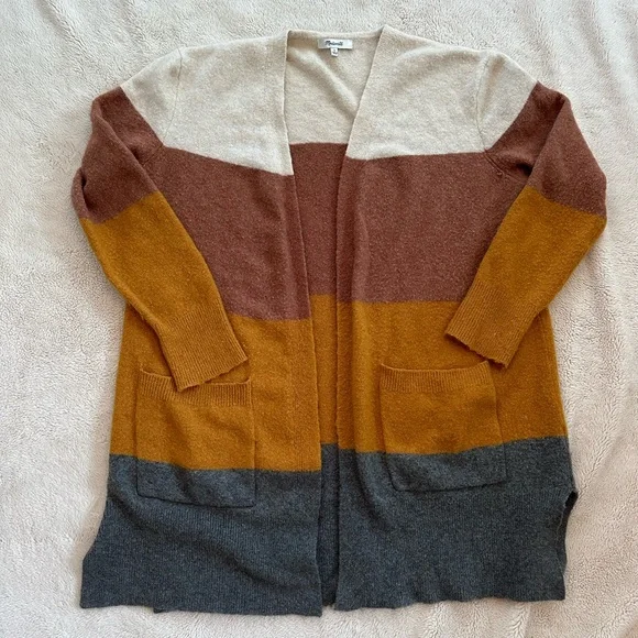 Madewell Kent Colorblock Long Cardigan with Wool and Alpaca - Picture 2 of 8